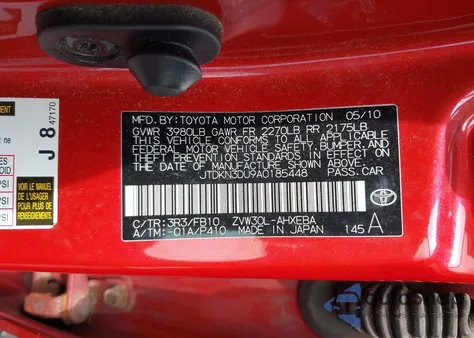 2010 Toyota Prius Ii z USA, uszkodzony, nr VIN JTDKN3DU9A0185448